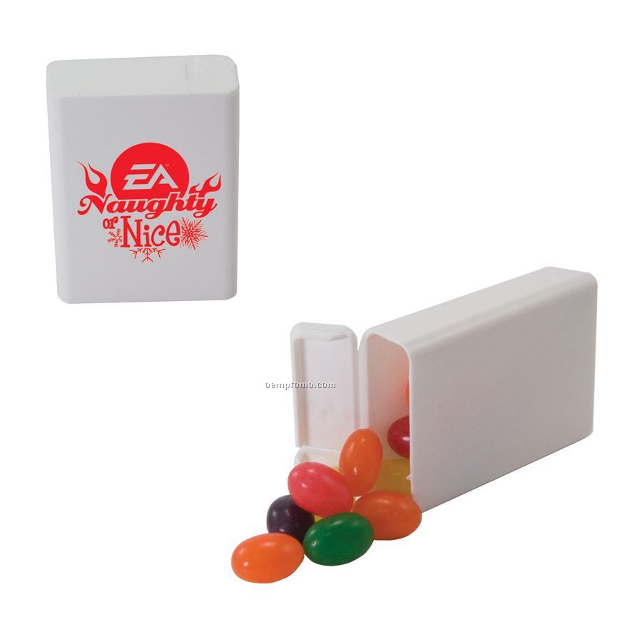 White Refillable Plastic Mint/ Candy Dispenser With Jelly Beans