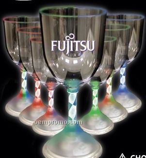 10 Oz. Light Up Wine Glass With Light In Frosted Base