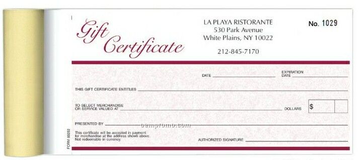 2 Part Gift Certificate Booklet