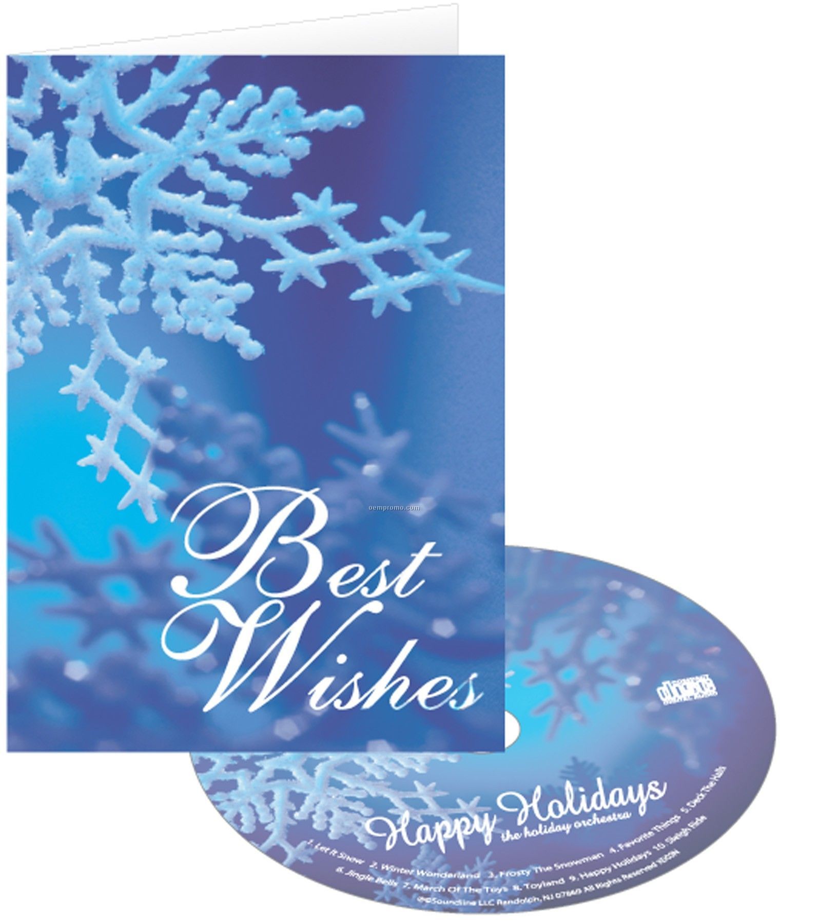 Blue Snowflake Best Wishes Holiday Greeting Card With Matching CD