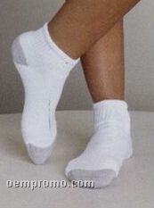 Gildan Boys White Ankle Socks W/ Gray Heel & Toe