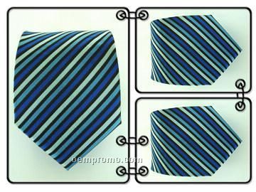 Polyester Necktie - Blue / Green Pin Stripe