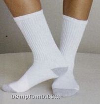 Gildan Boys White Crew Socks W/ Gray Heel & Toe