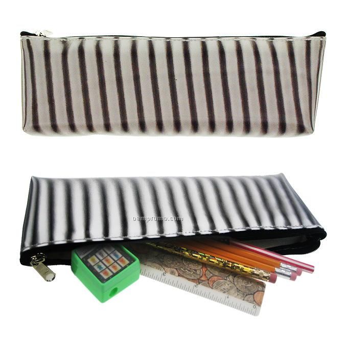 Pencil Case W/3d Lenticular Effects In Black/White Stripes ( Blanks)