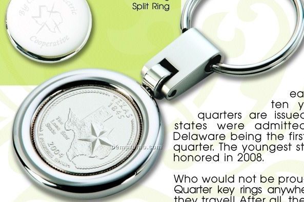 State Quarter Key Ring W/ Swivel Rotating Split Ring