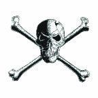 Stock Temporary Tattoo - Evil Skull And Crossbones (2"X2")