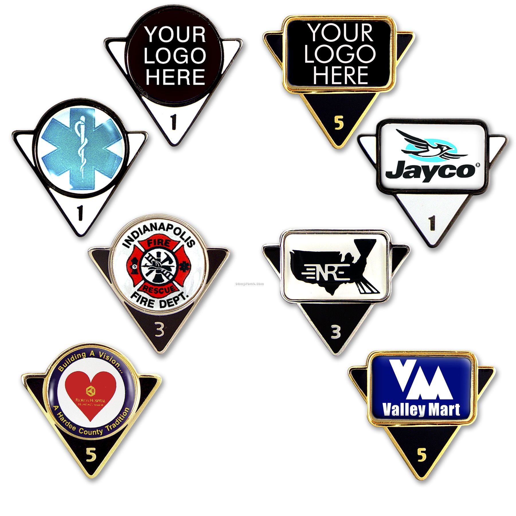 Years Of Service Lapel Pin - Stock Shape With Numeral & Enamel Color Fill