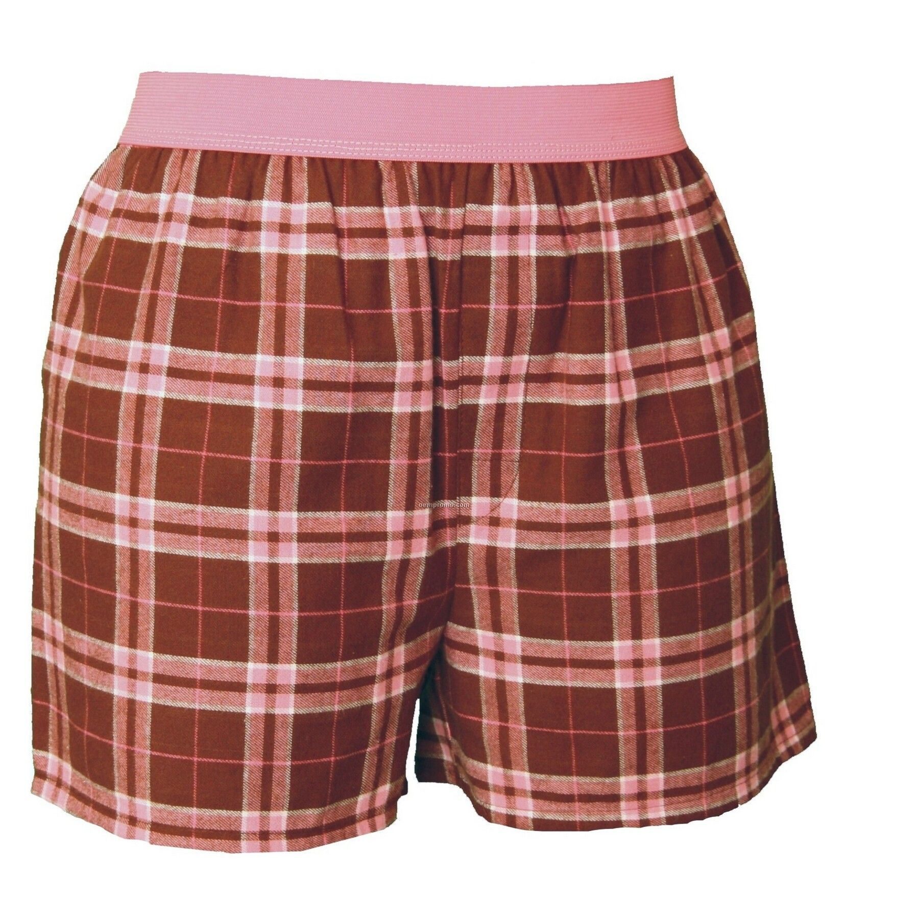 Adult Brown/Pink Plaid Classic Boxer Shorts