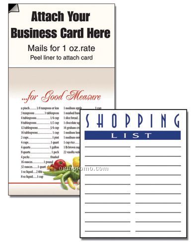 Shopping List Magnetic Business Card Note Pad