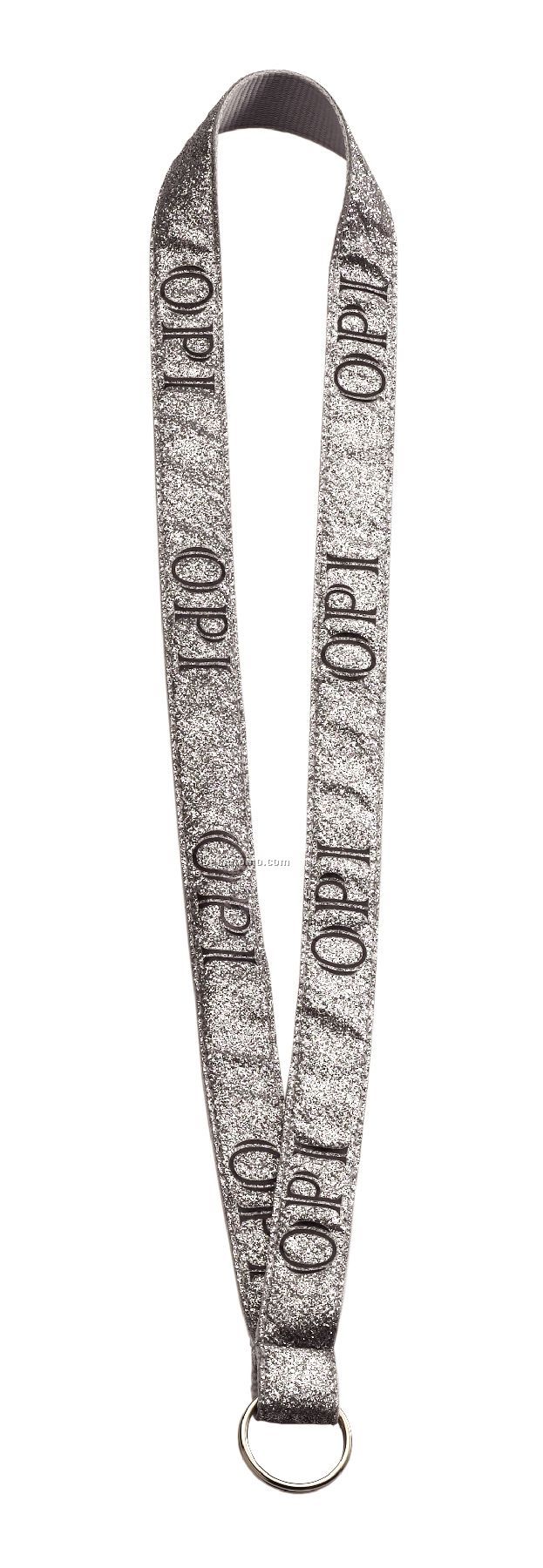 3/4" Imported Polyester Divaz Glitter Lanyard With Metal Split Ring