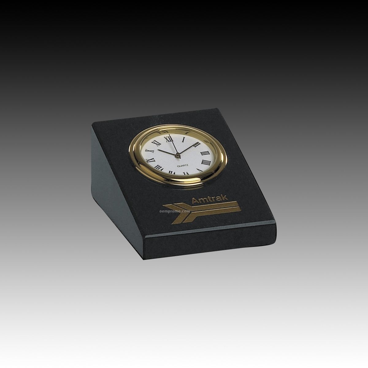 Black Wedge Genuine Marble Clock
