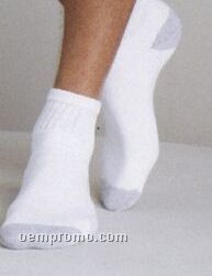 Gildan Men's White Ankle Socks W/ Gray Heel & Toe