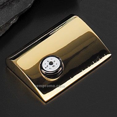 Gold Plated Card Holder W/ Clock (Screened)