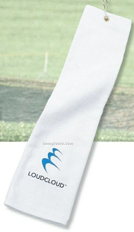Hemmed Tri-fold Terry Cloth Sport Towel W/ Grommet & Clip
