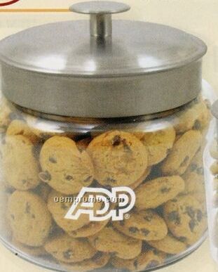 Large Glass Cookie Jar W/ Chocolate Chip Mini Cookies