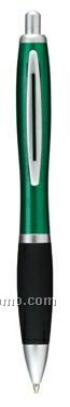 Mistral Push Action Ballpoint Metal Pen W/ Matte Silver Trim & Comfort Grip