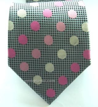 Polyester Necktie - Pink & White Dots