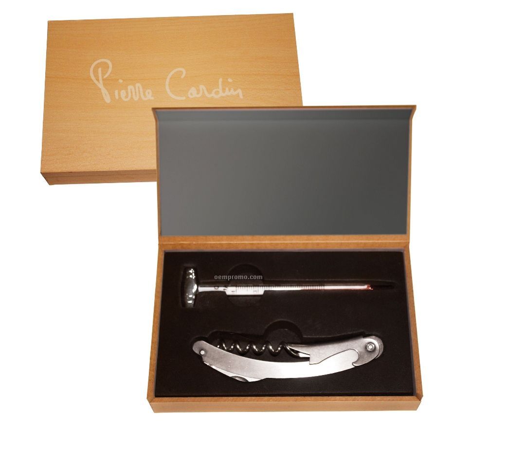 Wine Accessories 2 Piece Gift Set W/ Corkscrew And Thermometer