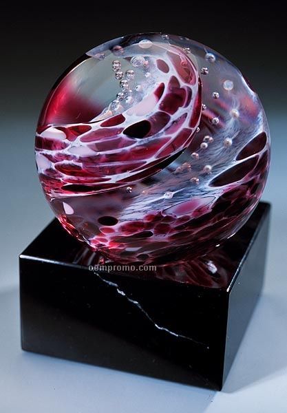 Burgundy Python Sculpture W/ Marble Base