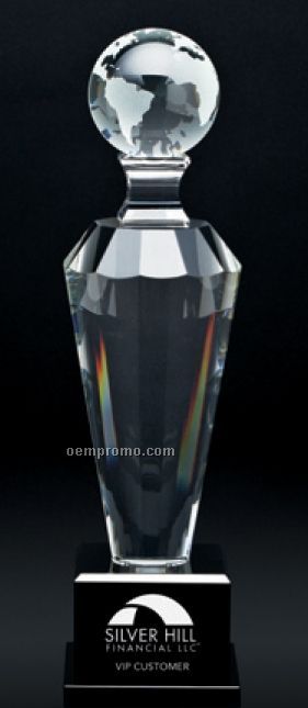 Large World Globe Optical Crystal Trophy
