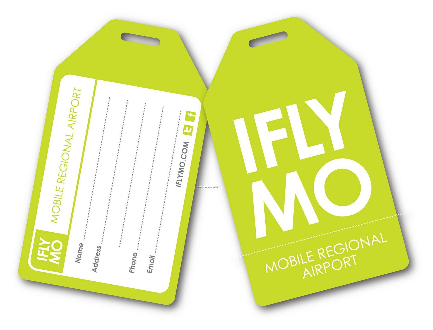 Luggage Tag With Clipped Corners And A Writeable Back, Full Color
