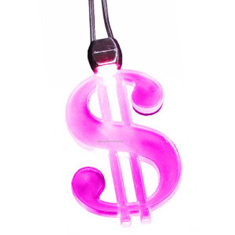 Pink Dollar Sign Light Up Pendant Necklace