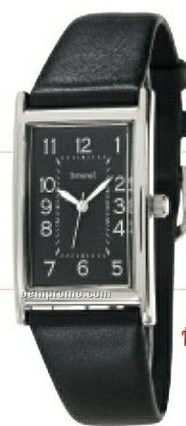 Unisex Rectangle Dress Wristwatch With Black Band