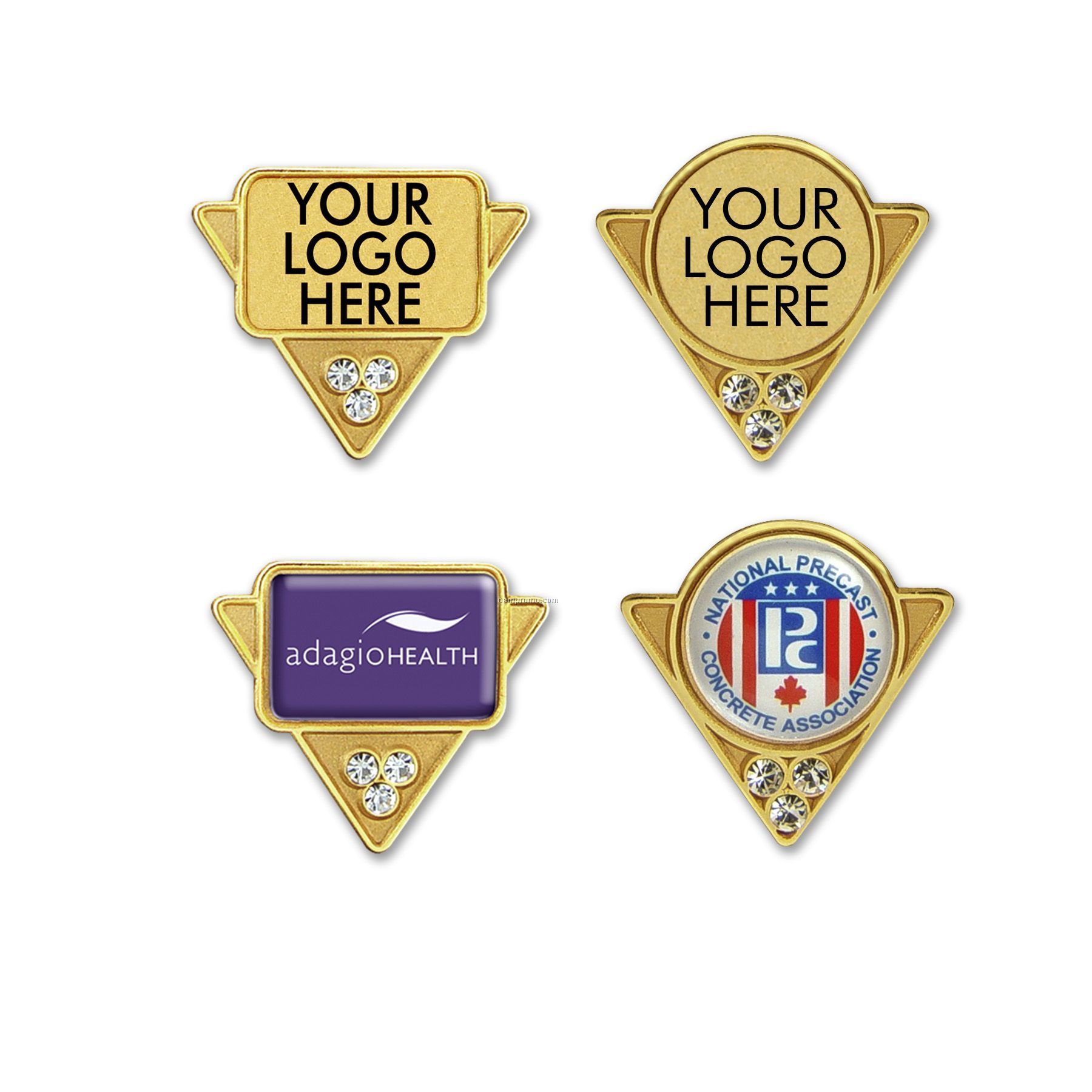 Years Of Service Lapel Pin - Stock Shape With Three Synthetic Jewels