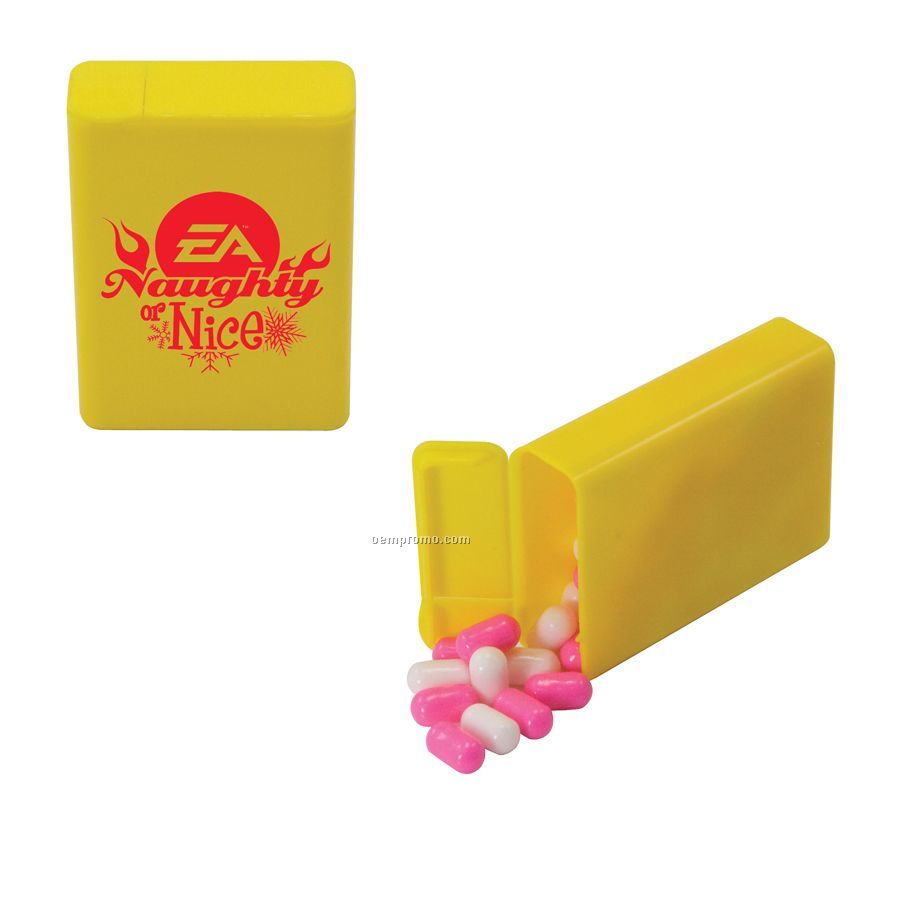 Yellow Refillable Plastic Mint/ Candy Dispenser With Colored Bullet Candy