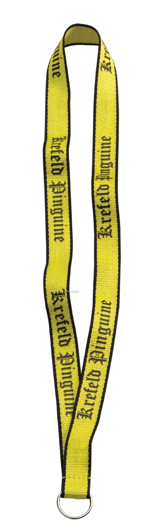 3/4" Imported Polyester Lanyard With Woven Border & Metal Split Ring