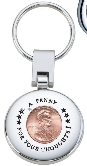 Lucky Irish Penny Key Ring W/ Real Embedded Penny