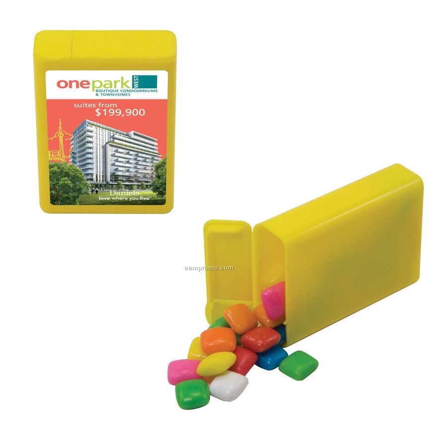 Yellow Refillable Plastic Mint/ Candy Dispenser With Gum