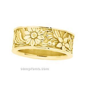 14ky 8-1/4mm Ladies' Design Wedding Band Ring (Size 7) Flower