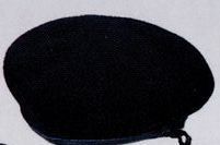 Black Wool Military Style Beret Hat W/ Leather Edge