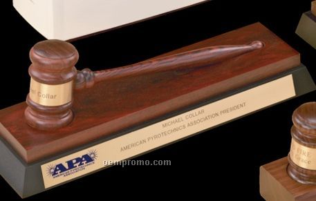 Imported Rosewood Standard Gavel W/ Rosewood & Ebony Desk Stand