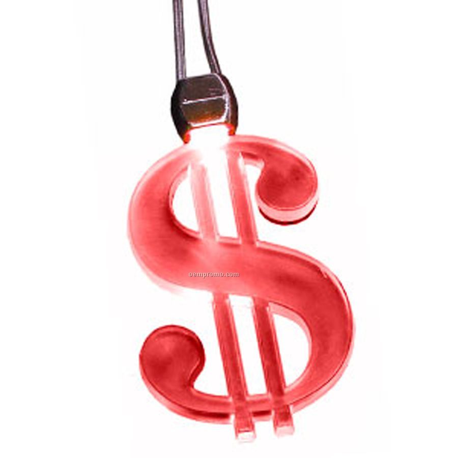 Red Dollar Sign Light Up Pendant Necklace