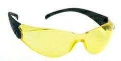 Sporty Single Lens Safety Glasses W/Amber Lens & Black Frame