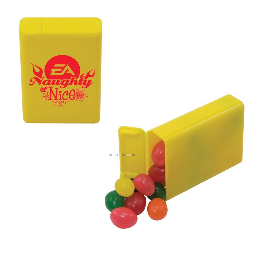 Yellow Refillable Plastic Mint/ Candy Dispenser With Jelly Beans