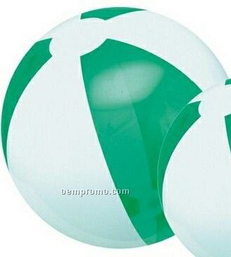 16" Inflatable Translucent Green And White Beach Ball