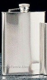 Silver Plated Checkered Design Flask (8 Oz.)
