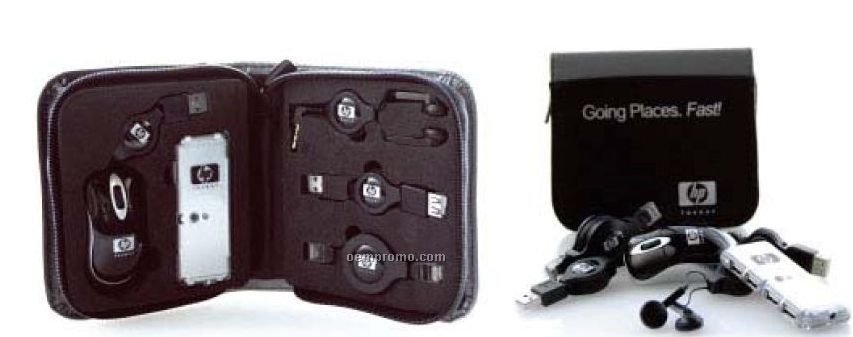Travel USB Kit W/ Mini Optical Mouse & 4-port Hub