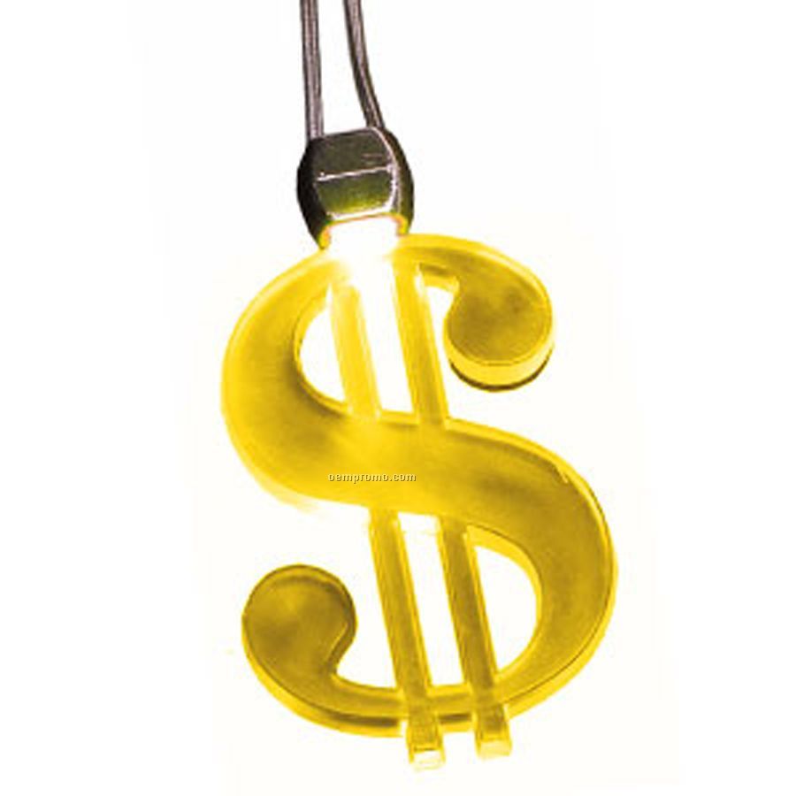 Yellow Dollar Sign Light Up Pendant Necklace