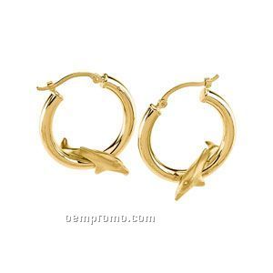 14ky 21-1/2mm Ladies' Dolphin Hoop Earring