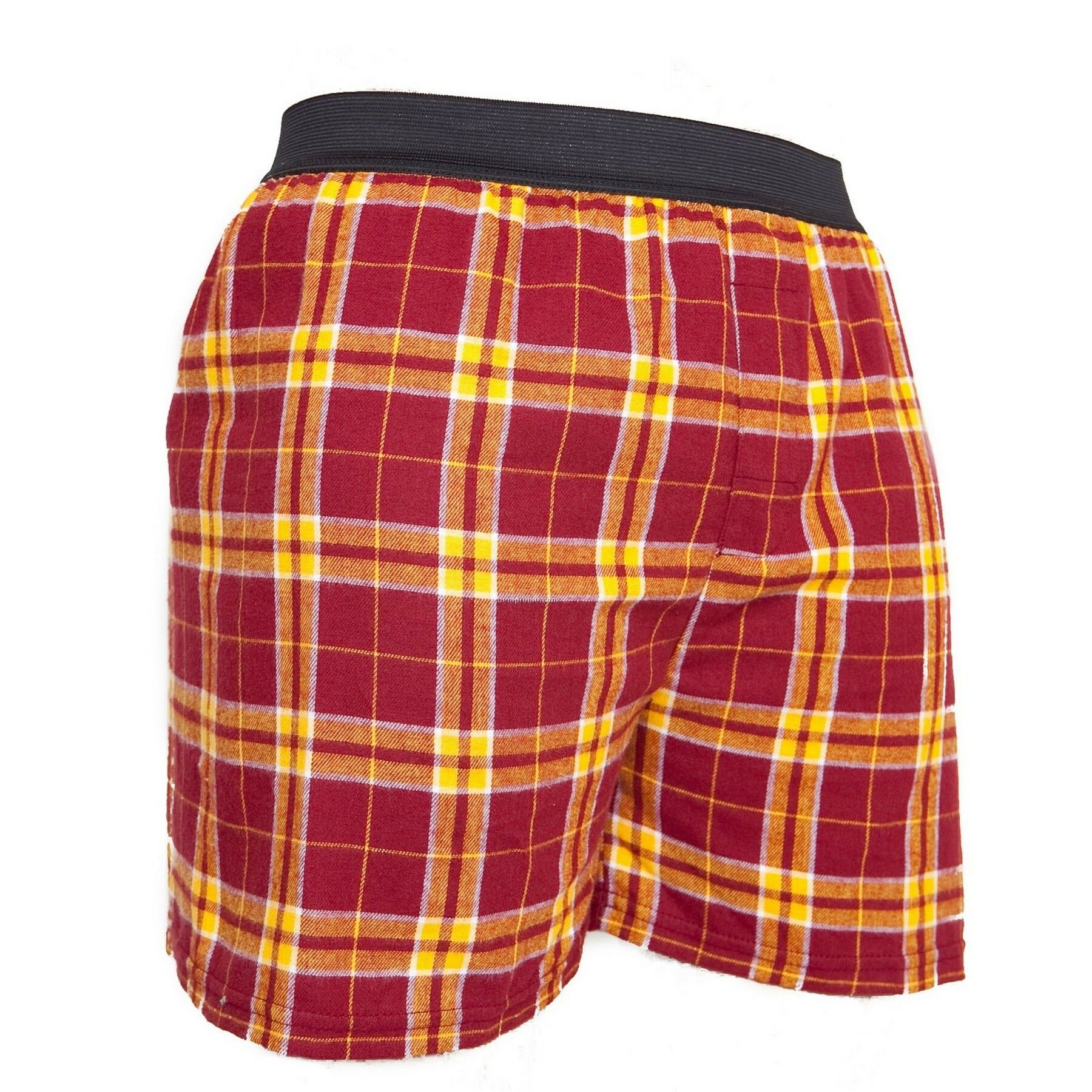 Adult Maroon Red/Gold Plaid Classic Boxer Short