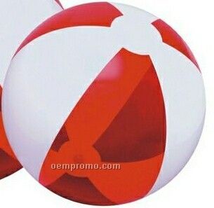 12" Inflatable Translucent Red And White Beach Ball