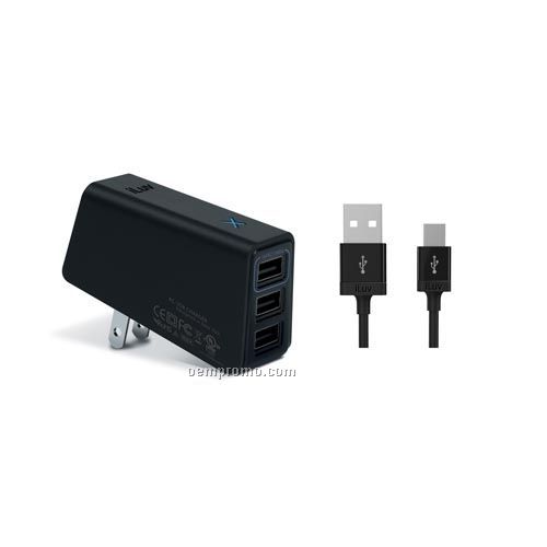 Iluv - Power Adapters & Combo Packs - 1.2a - 2a Triple USB Ac Adapter + Mic
