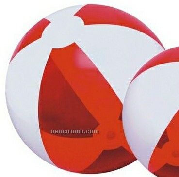 16" Inflatable Translucent Red And White Beach Ball
