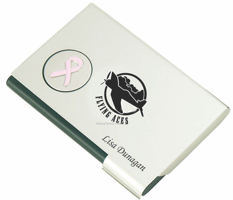 Business Card Case With 3d Pink Ribbon