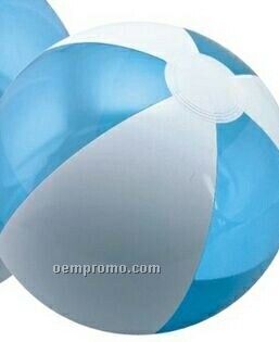 12" Inflatable Translucent Blue And White Beach Ball