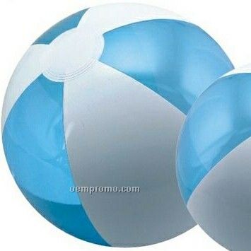 16" Inflatable Translucent Blue And White Beach Ball